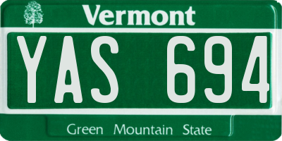 VT license plate YAS694