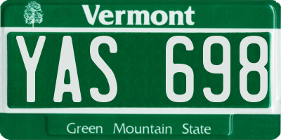 VT license plate YAS698