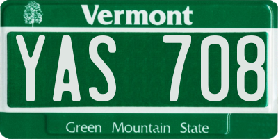 VT license plate YAS708