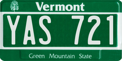 VT license plate YAS721