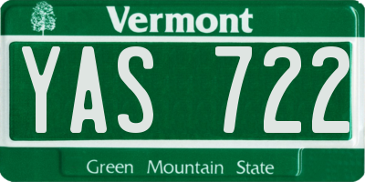 VT license plate YAS722