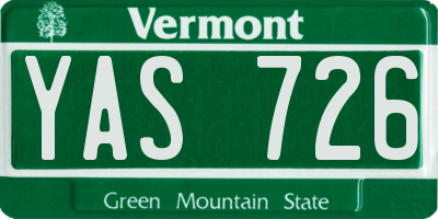 VT license plate YAS726