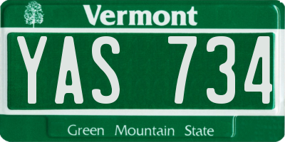 VT license plate YAS734