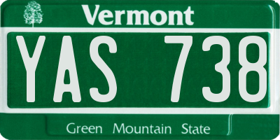 VT license plate YAS738