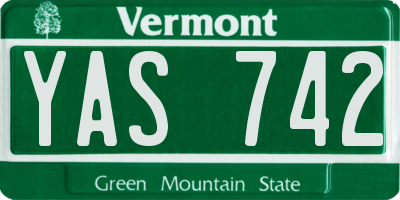 VT license plate YAS742