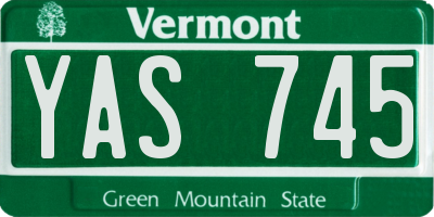 VT license plate YAS745