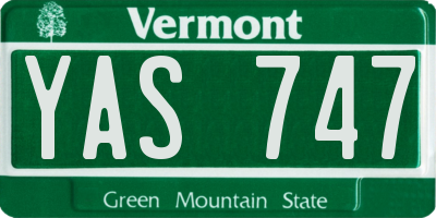 VT license plate YAS747
