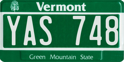 VT license plate YAS748