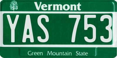 VT license plate YAS753