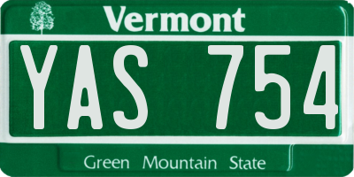 VT license plate YAS754