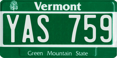 VT license plate YAS759