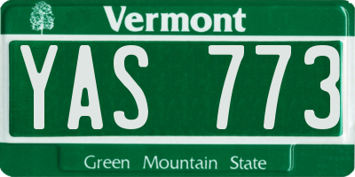 VT license plate YAS773