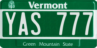 VT license plate YAS777