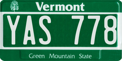VT license plate YAS778