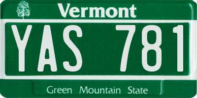 VT license plate YAS781