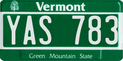 VT license plate YAS783