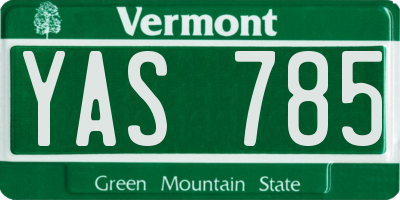 VT license plate YAS785