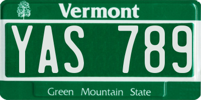 VT license plate YAS789