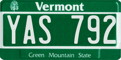 VT license plate YAS792