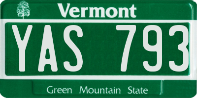 VT license plate YAS793