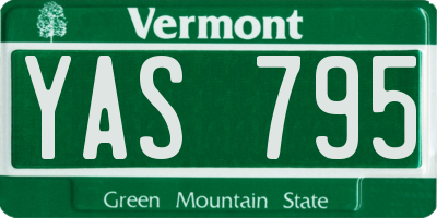 VT license plate YAS795