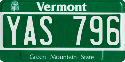 VT license plate YAS796
