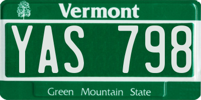VT license plate YAS798