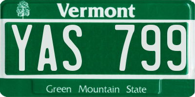 VT license plate YAS799
