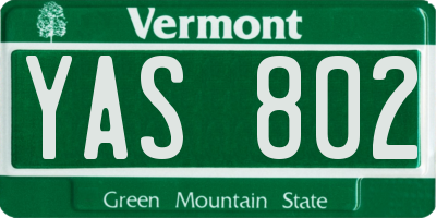 VT license plate YAS802