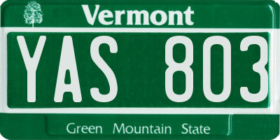 VT license plate YAS803