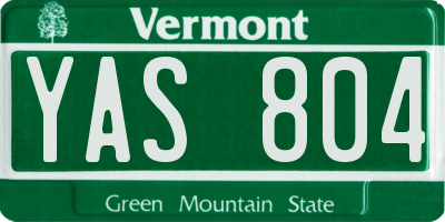 VT license plate YAS804
