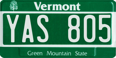 VT license plate YAS805