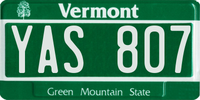 VT license plate YAS807