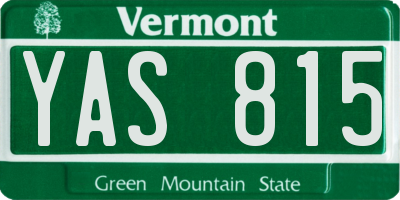 VT license plate YAS815