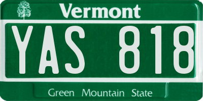VT license plate YAS818