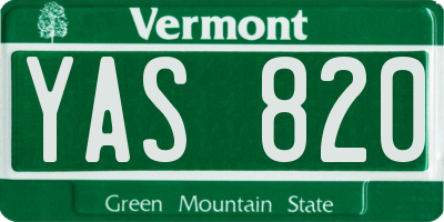 VT license plate YAS820