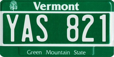 VT license plate YAS821