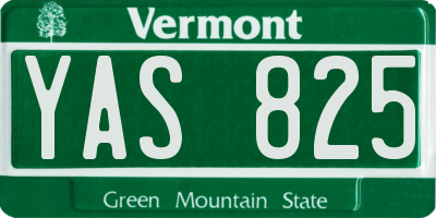 VT license plate YAS825