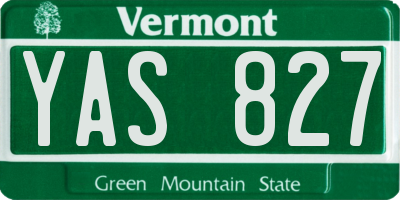 VT license plate YAS827