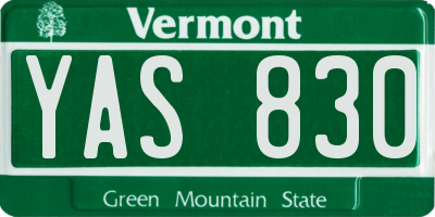 VT license plate YAS830
