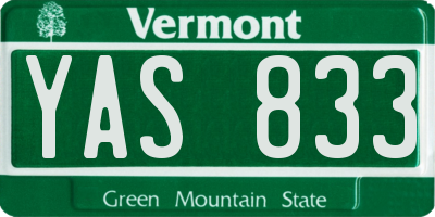 VT license plate YAS833