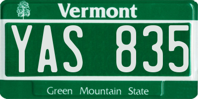 VT license plate YAS835