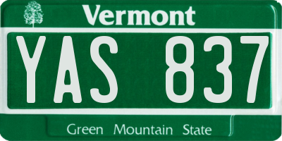 VT license plate YAS837