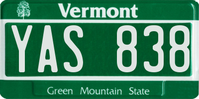 VT license plate YAS838