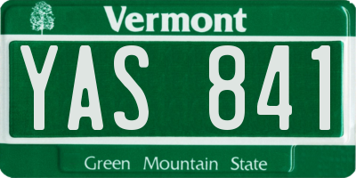 VT license plate YAS841