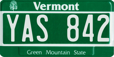 VT license plate YAS842