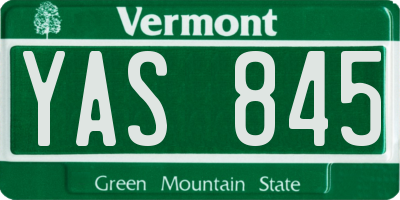 VT license plate YAS845