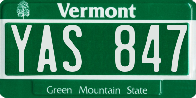 VT license plate YAS847
