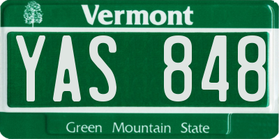 VT license plate YAS848