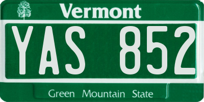 VT license plate YAS852